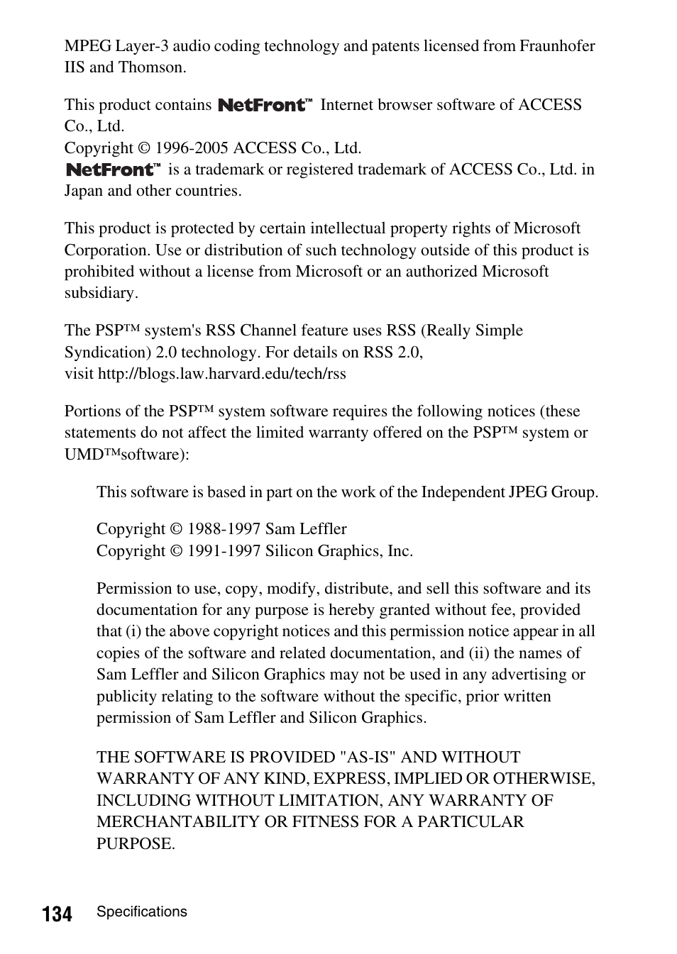 Sony PSP-1003 User Manual | Page 134 / 148