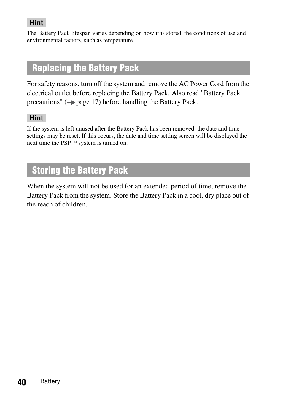 Sony PSP-1003 User Manual | Page 40 / 148