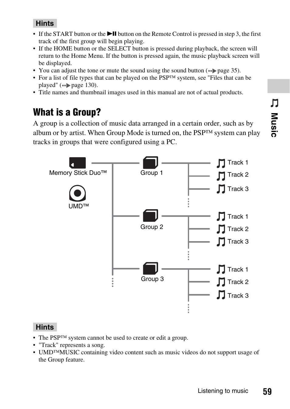 What is a group, 59 mu si c | Sony PSP-1003 User Manual | Page 59 / 148