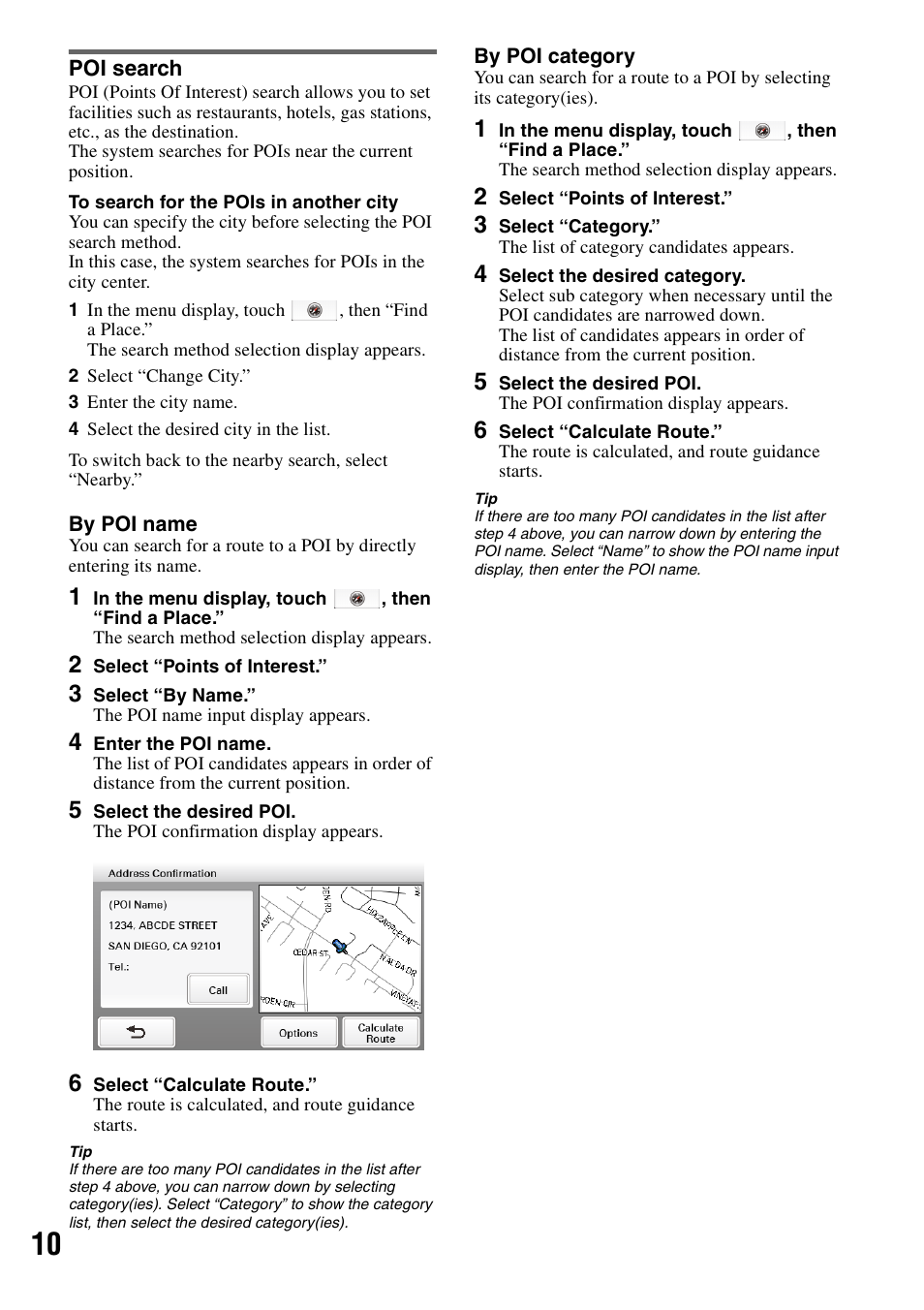 Poi search | Sony NV-U83T User Manual | Page 10 / 31