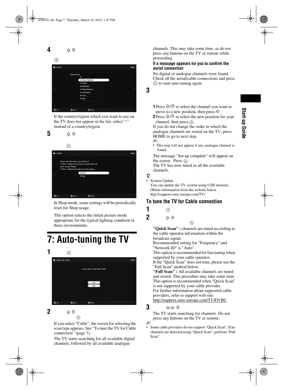 Auto-tuning the tv | Sony BRAVIA KDL-46EX4xx User Manual | Page 7 / 20