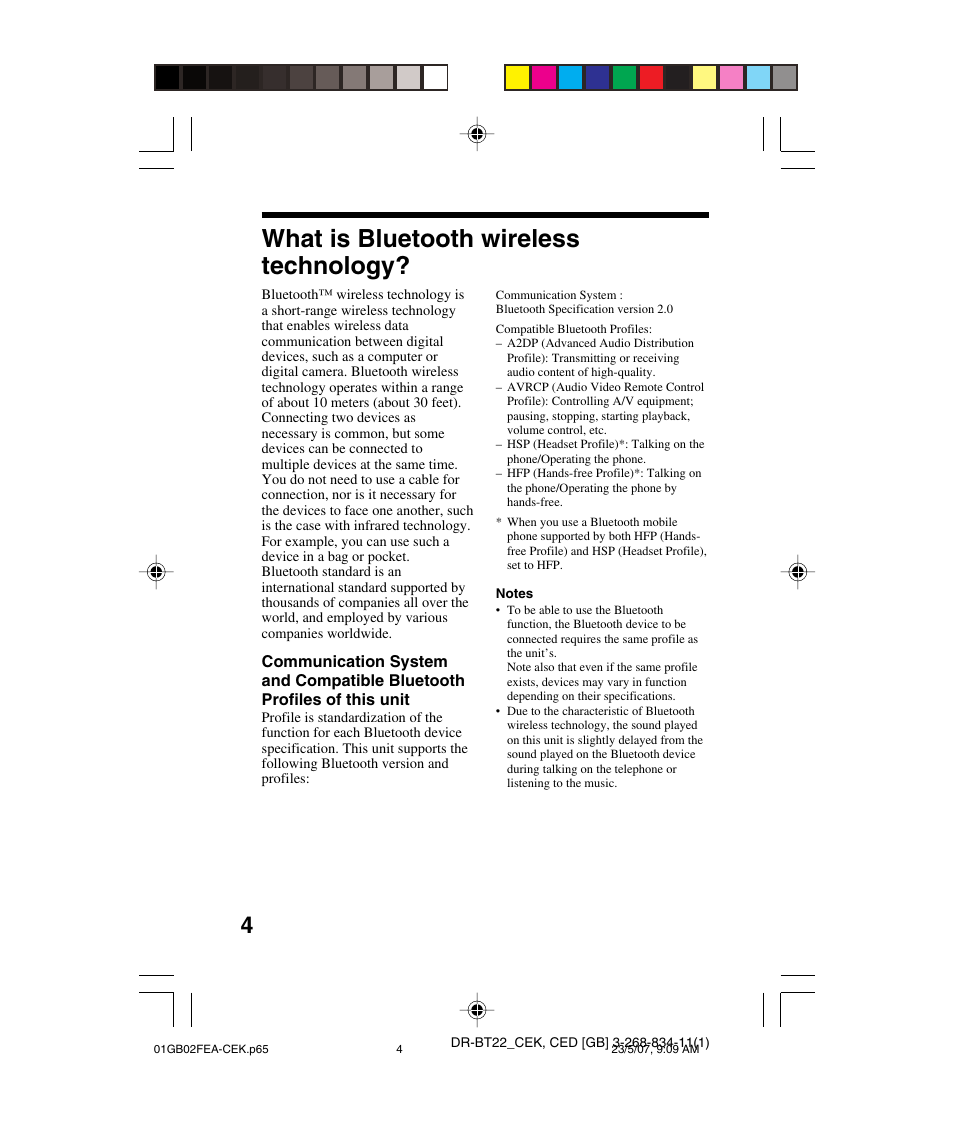 What is bluetooth wireless technology, What is bluetooth wireless, Technology | Sony DR BT22 User Manual | Page 4 / 28