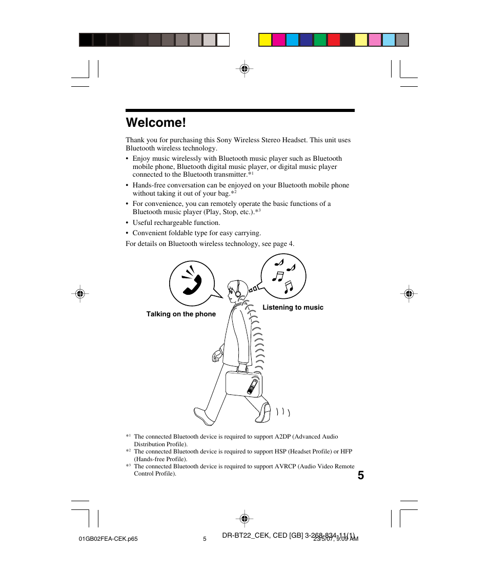 Welcome | Sony DR BT22 User Manual | Page 5 / 28