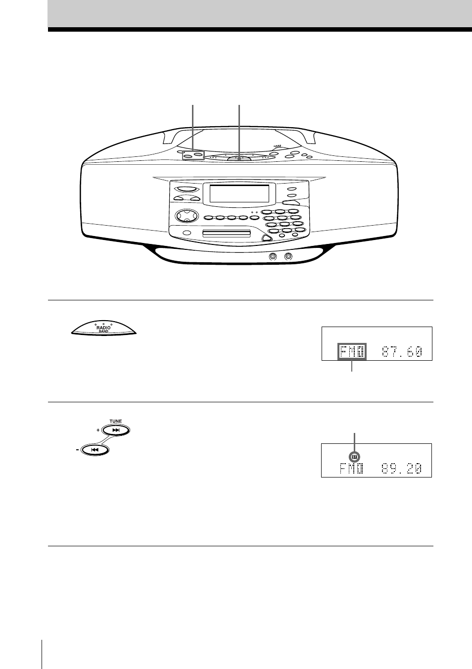 Listening to the radio | Sony MINIDISC ZS-M35 User Manual | Page 10 / 164