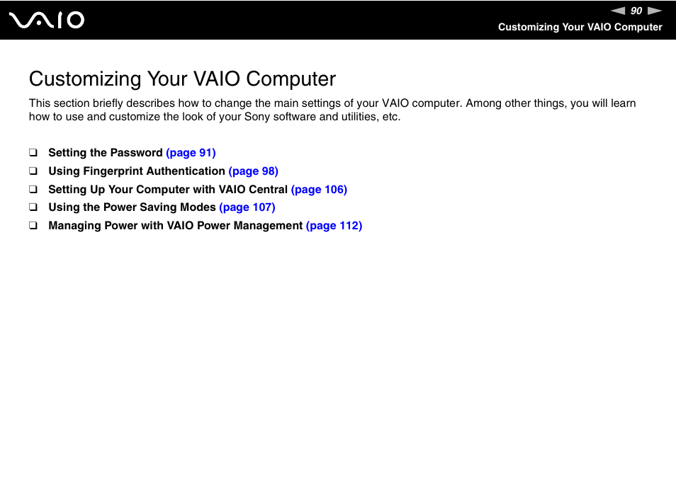 Customizing your vaio computer | Sony VGN-CR100 User Manual | Page 90 / 194