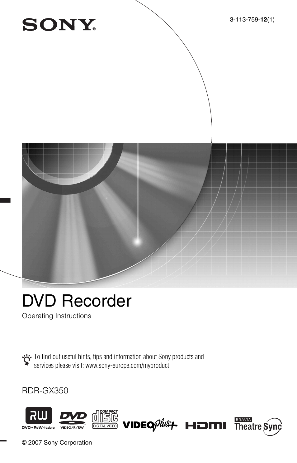 Sony RDR-GX350 User Manual | 112 pages