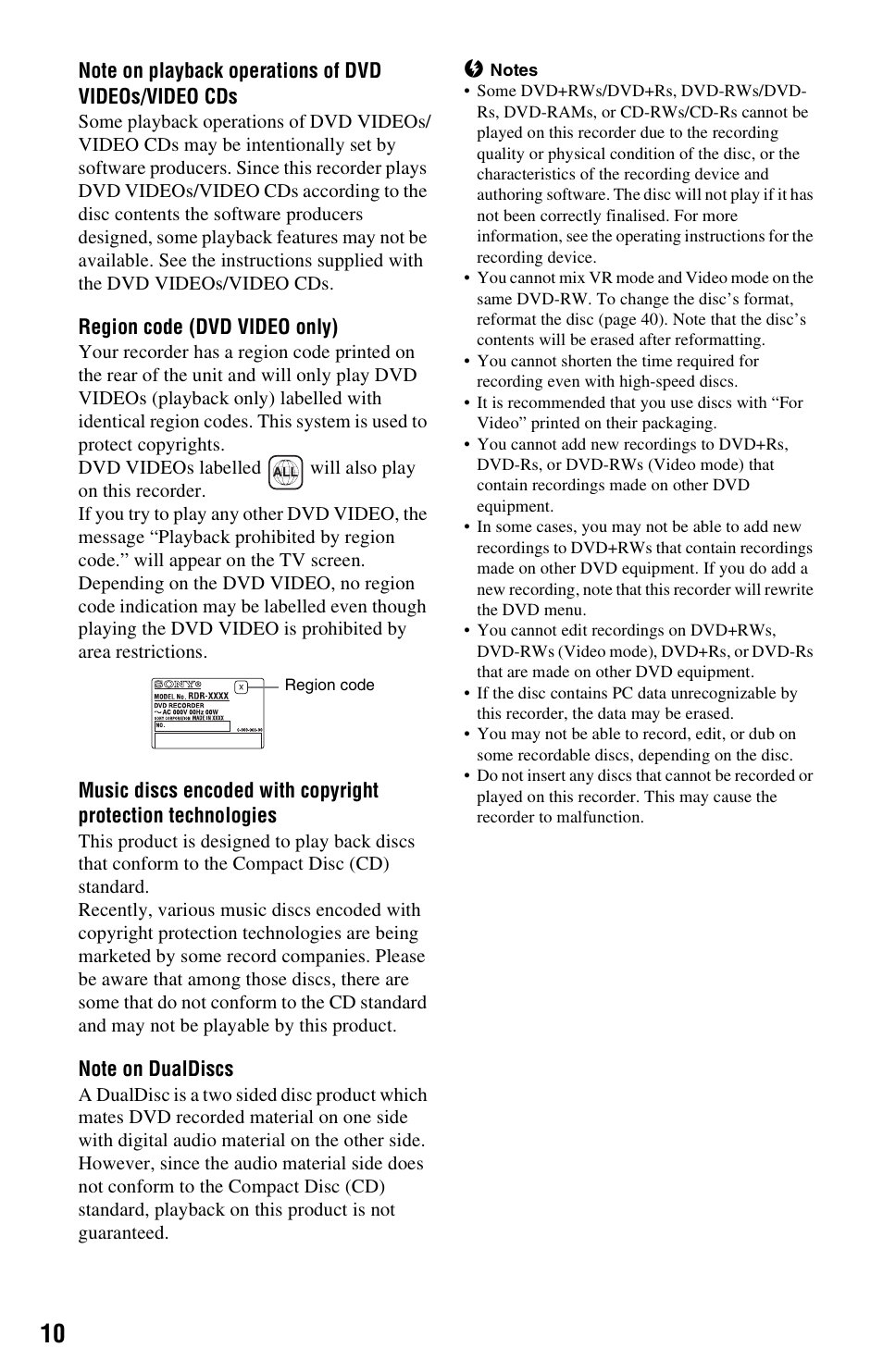 Sony RDR-GX350 User Manual | Page 10 / 112