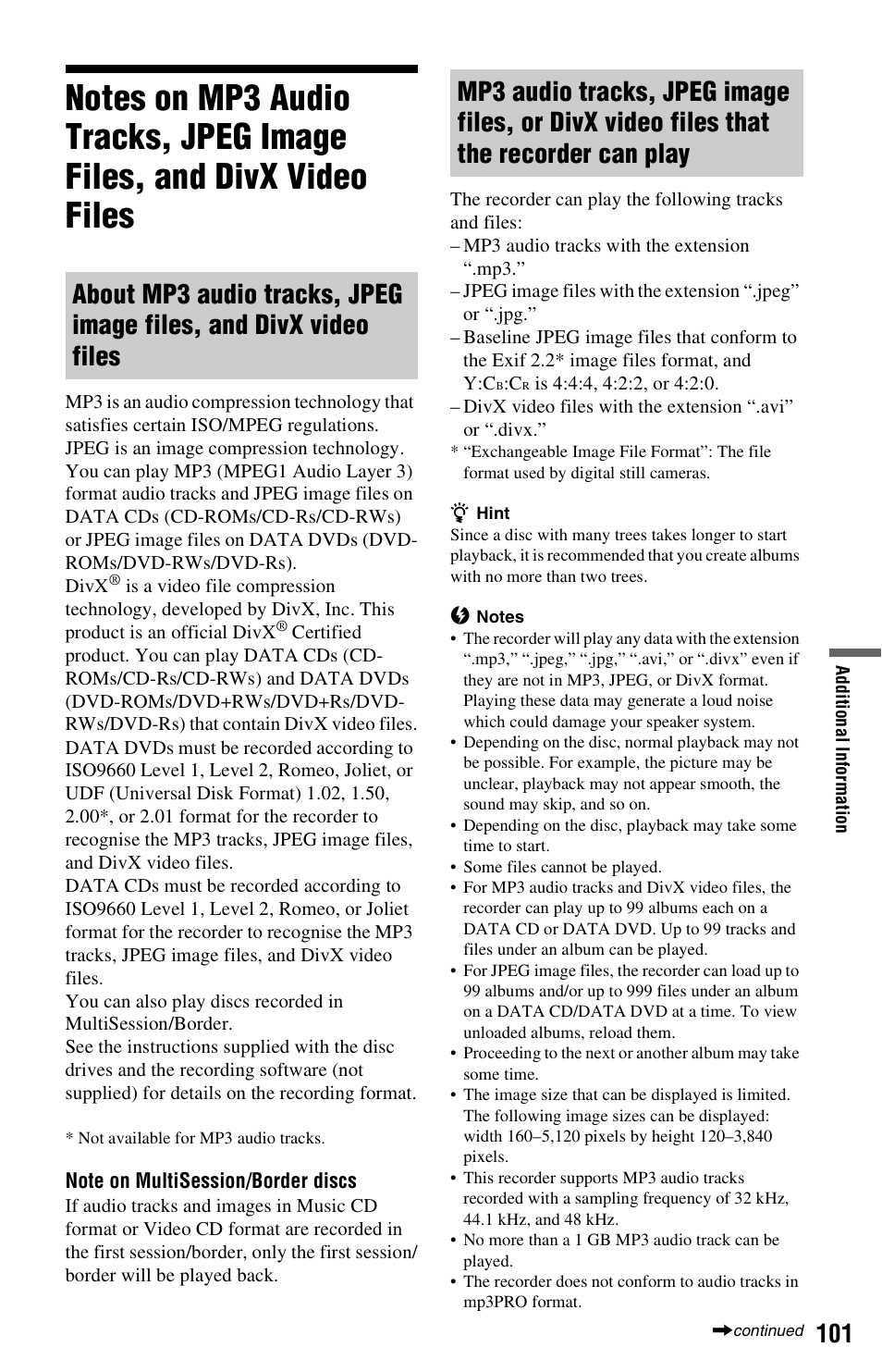Files | Sony RDR-GX350 User Manual | Page 101 / 112
