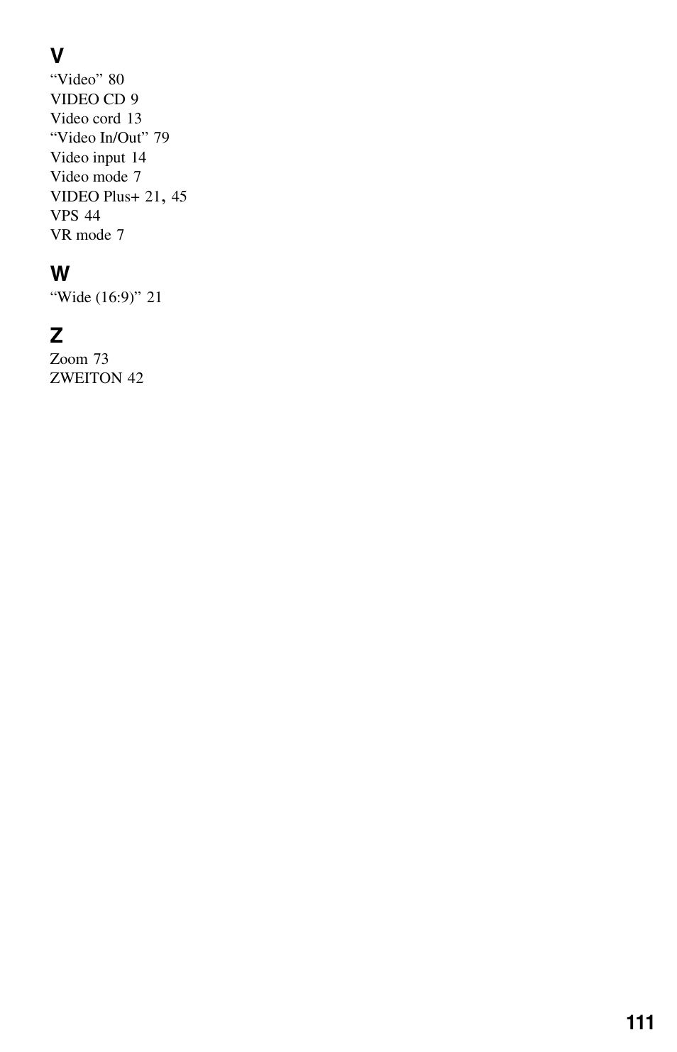 Sony RDR-GX350 User Manual | Page 111 / 112