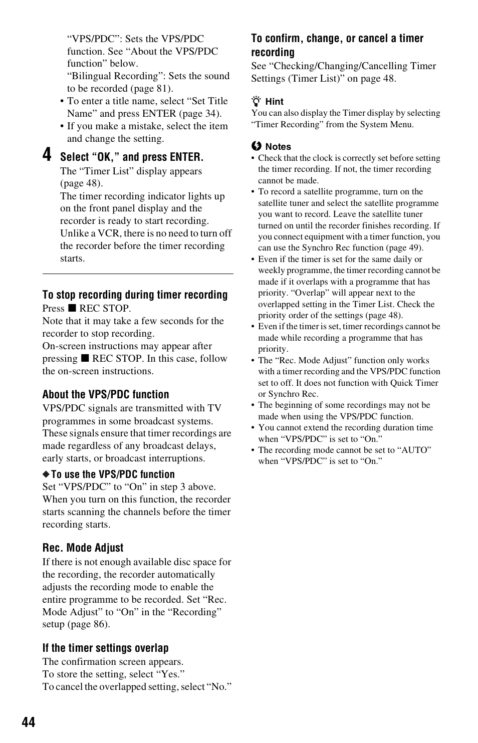 Sony RDR-GX350 User Manual | Page 44 / 112