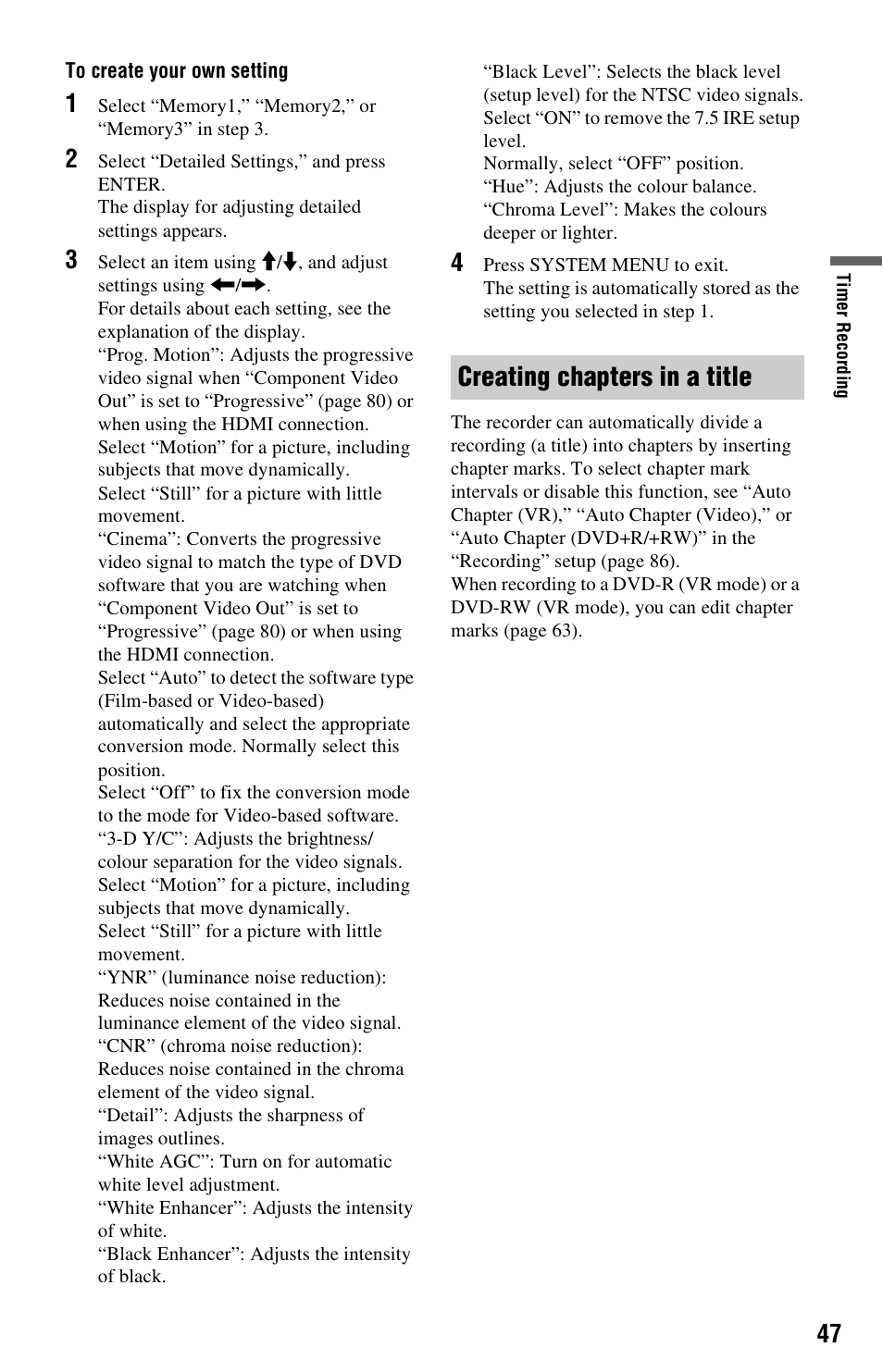 Creating chapters in a title | Sony RDR-GX350 User Manual | Page 47 / 112