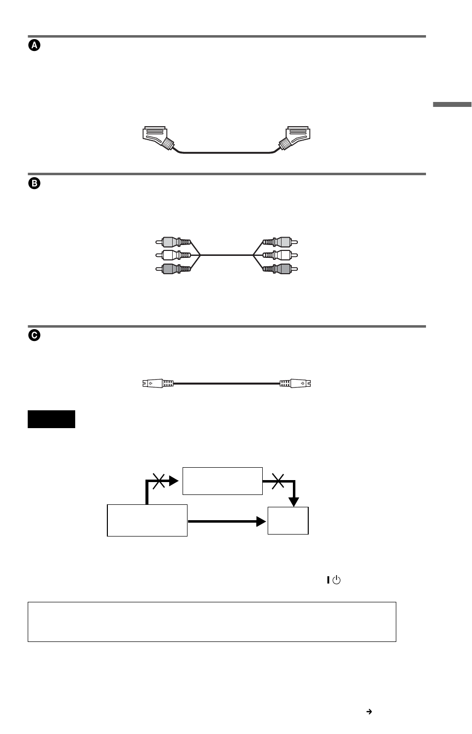 Bif you are connecting to a video input jack, Cif you are connecting to an s video input jack | Sony DVP-NC615 User Manual | Page 19 / 76