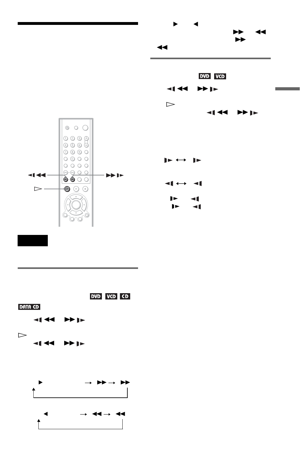 Freeze frame), Searching for a particular point on a disc, Watching frame by frame (slow- motion play) | Scan, slow-motion play, search, freeze frame) | Sony DVP-NC615 User Manual | Page 31 / 76