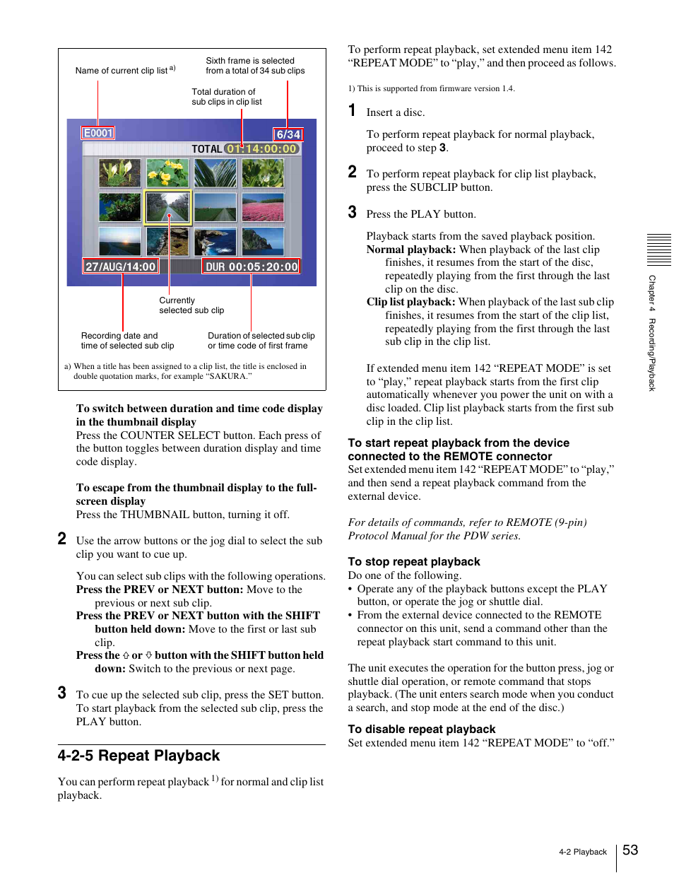 2-5 repeat playback | Sony XDCAM PDW-1500 User Manual | Page 53 / 142