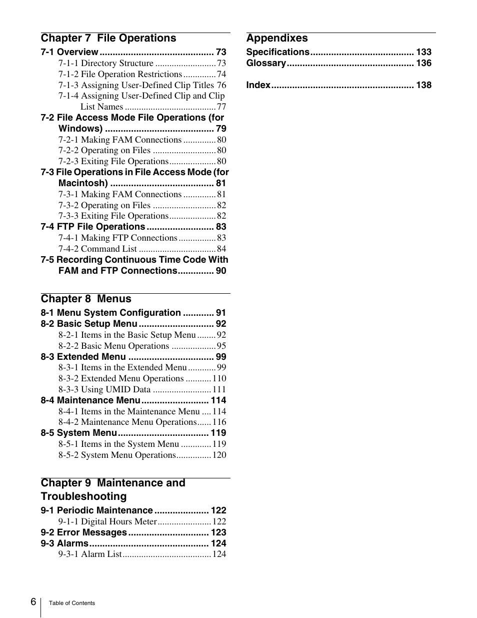 Sony XDCAM PDW-1500 User Manual | Page 6 / 142