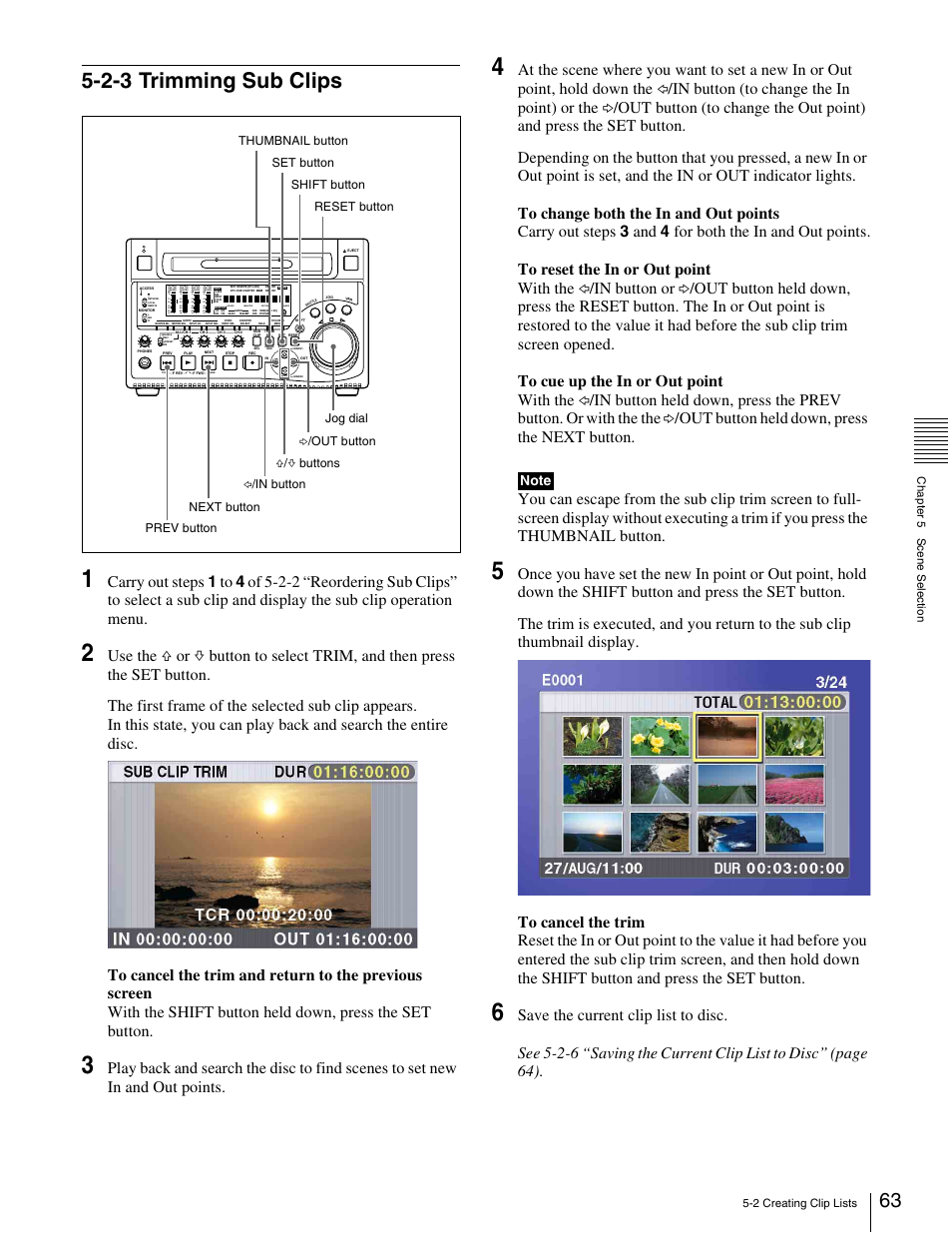 2-3 trimming sub clips | Sony XDCAM PDW-1500 User Manual | Page 63 / 142