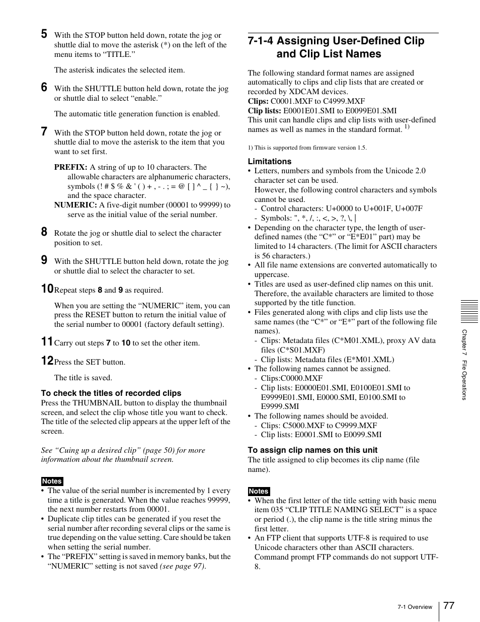 1-4 assigning user-defined clip and clip, List names | Sony XDCAM PDW-1500 User Manual | Page 77 / 142