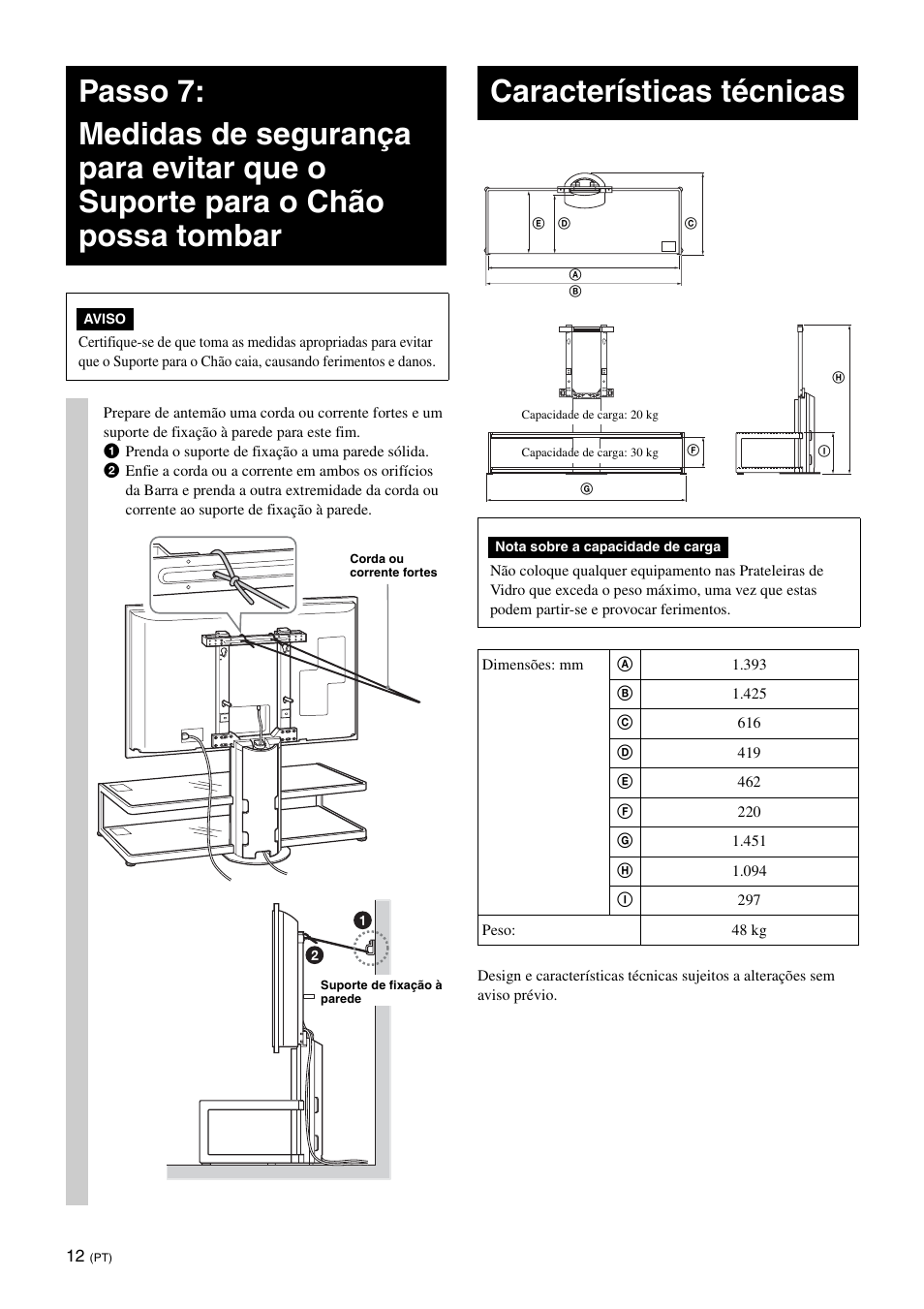 Características técnicas | Sony SU-FL62 User Manual | Page 60 / 100