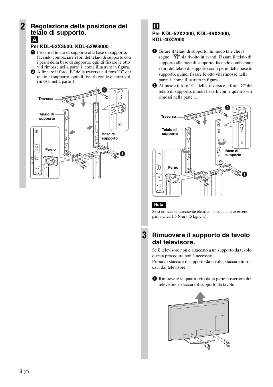 Rimuovere il supporto da tavolo dal televisore | Sony SU-FL62 User Manual | Page 94 / 100