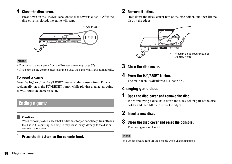 Ending a game | Sony SCPH-70011 User Manual | Page 18 / 172