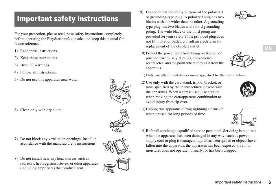 Important safety instructions | Sony SCPH-70011 User Manual | Page 5 / 172