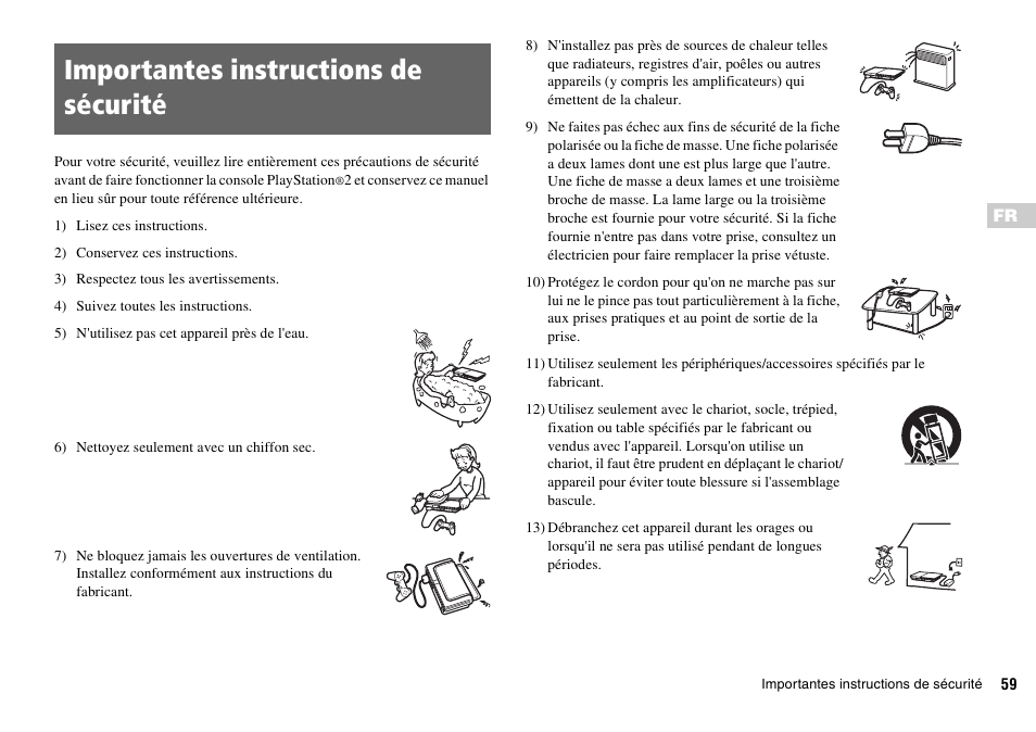 Importantes instructions de sécurité | Sony SCPH-70011 User Manual | Page 59 / 172