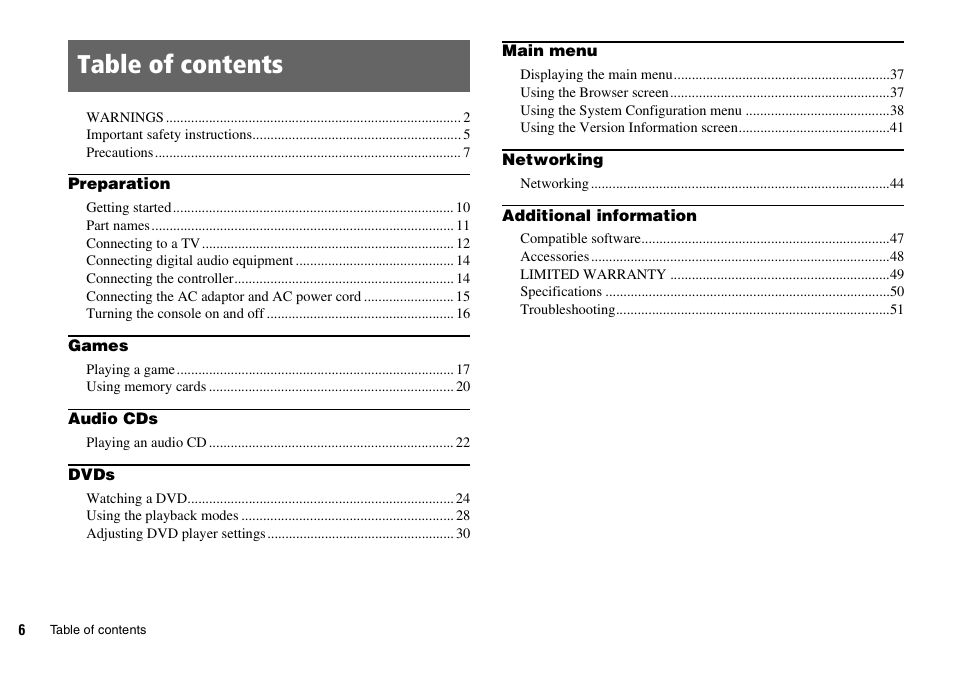 Sony SCPH-70011 User Manual | Page 6 / 172