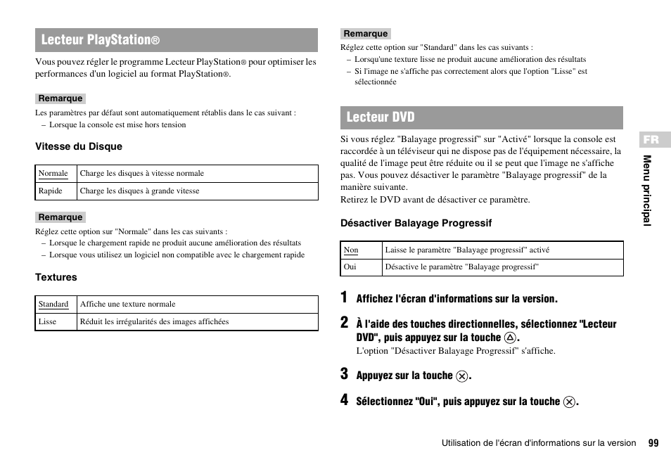 Lecteur playstation, Lecteur dvd | Sony SCPH-70011 User Manual | Page 99 / 172