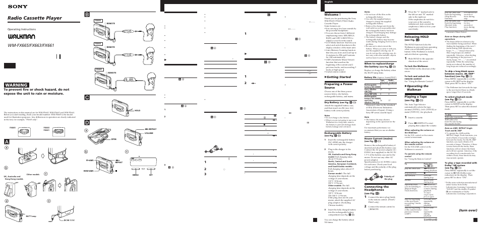 Sony WM-FX663 User Manual | 2 pages