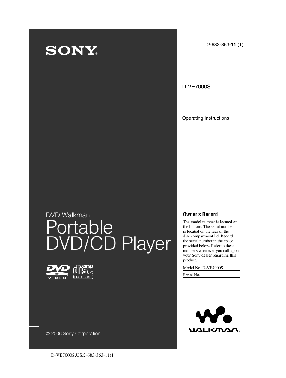 Sony D-VE7000S User Manual | 60 pages