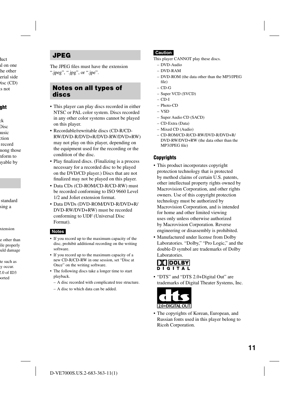 Jpeg | Sony D-VE7000S User Manual | Page 11 / 60