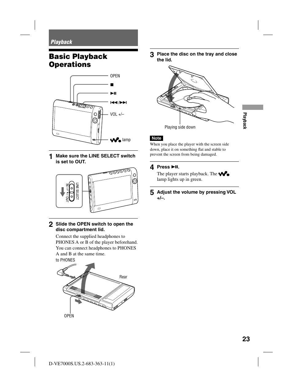 Basic playback operations | Sony D-VE7000S User Manual | Page 23 / 60