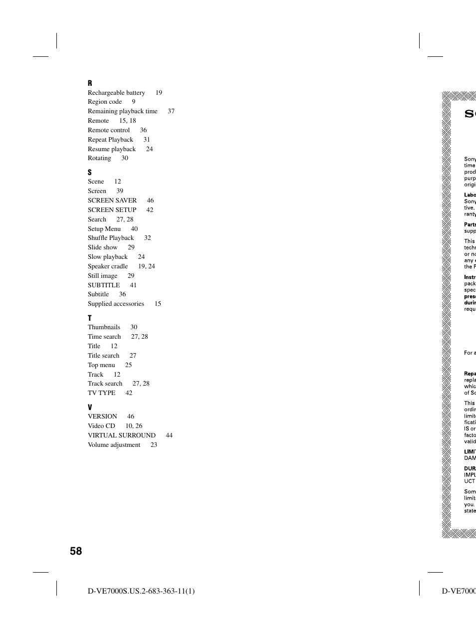 Sony D-VE7000S User Manual | Page 58 / 60