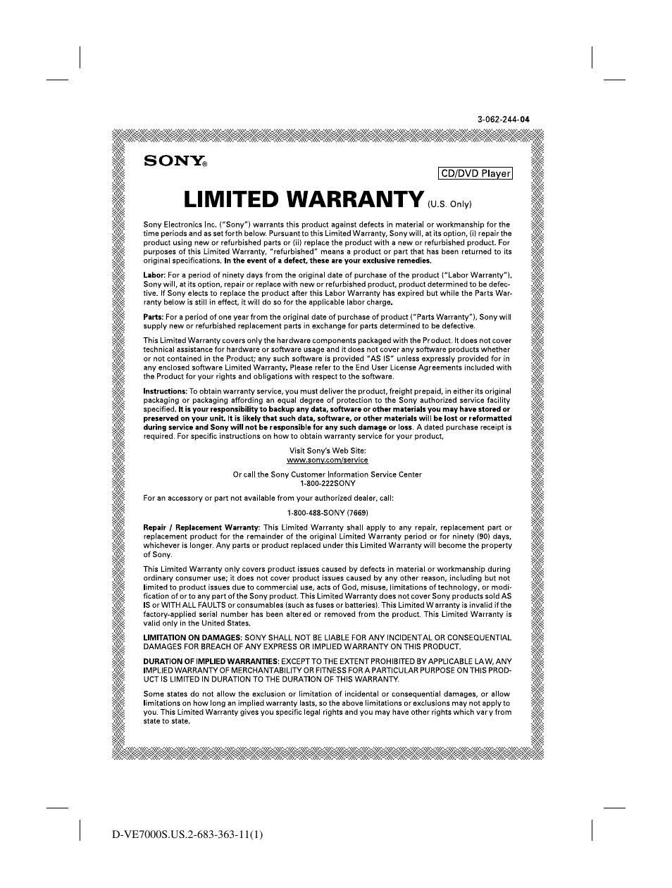 Sony D-VE7000S User Manual | Page 59 / 60