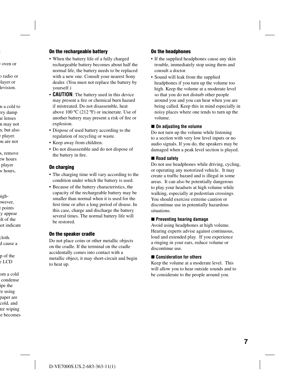 Sony D-VE7000S User Manual | Page 7 / 60