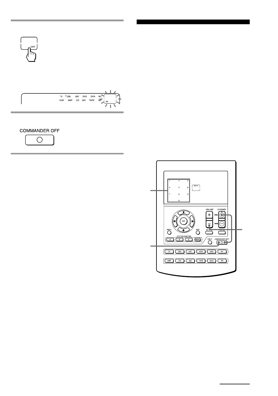 Changing the auto power-off time of the commander | Sony RM-AV2500 User Manual | Page 47 / 76