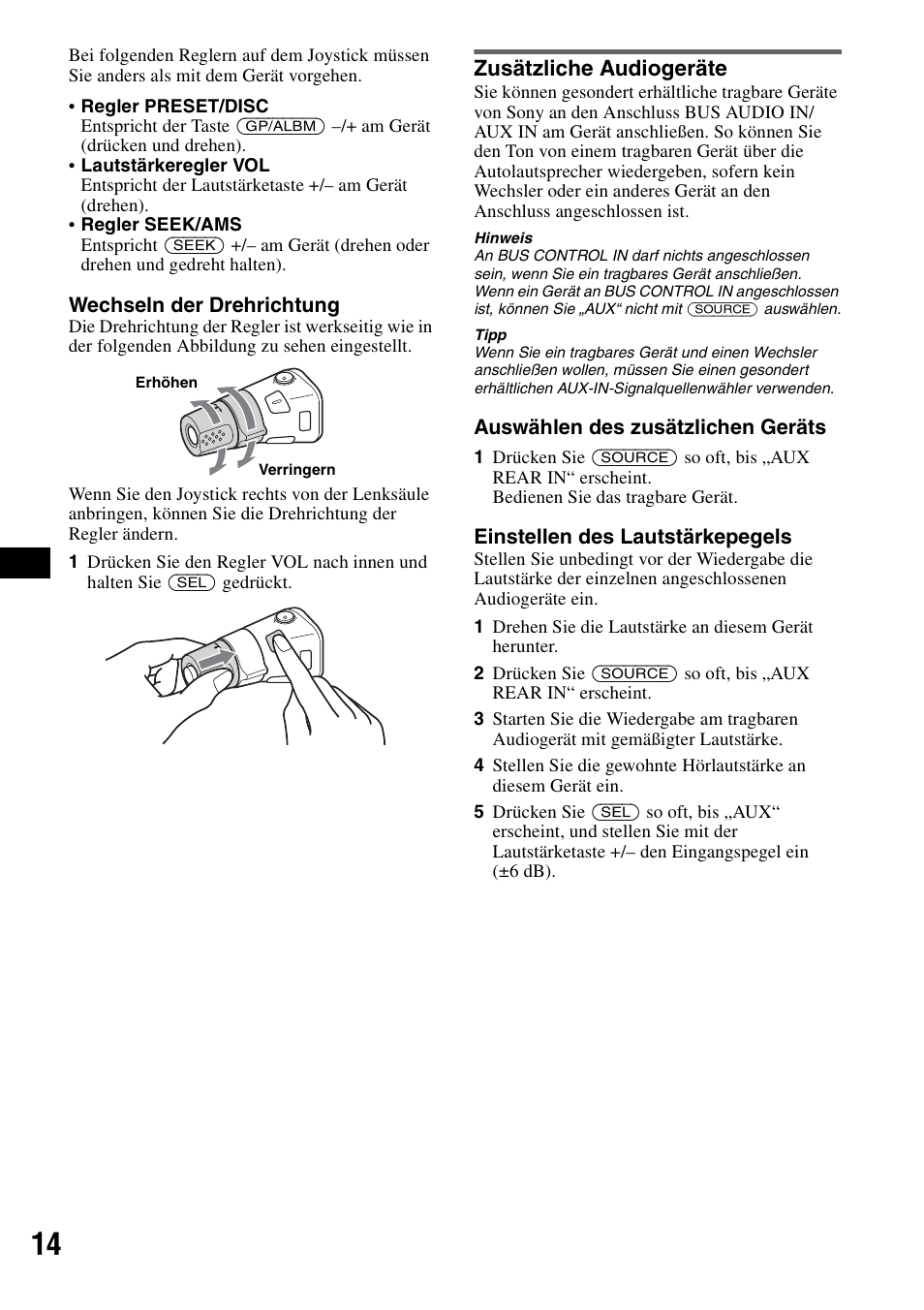 Zusätzliche audiogeräte, Seite 14 | Sony CDX-R450 User Manual | Page 32 / 100