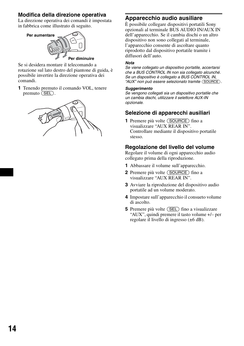 Apparecchio audio ausiliare | Sony CDX-R450 User Manual | Page 72 / 100