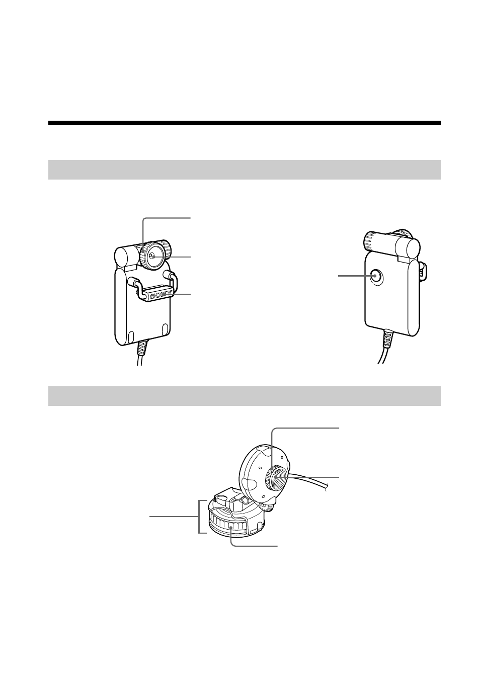 Identifying the parts, Parts of the cmr-pc2 usb/cmr-pc3 usb, Parts of the cmr-pc4 usb | Sony CMR-PC2 USB User Manual | Page 5 / 26