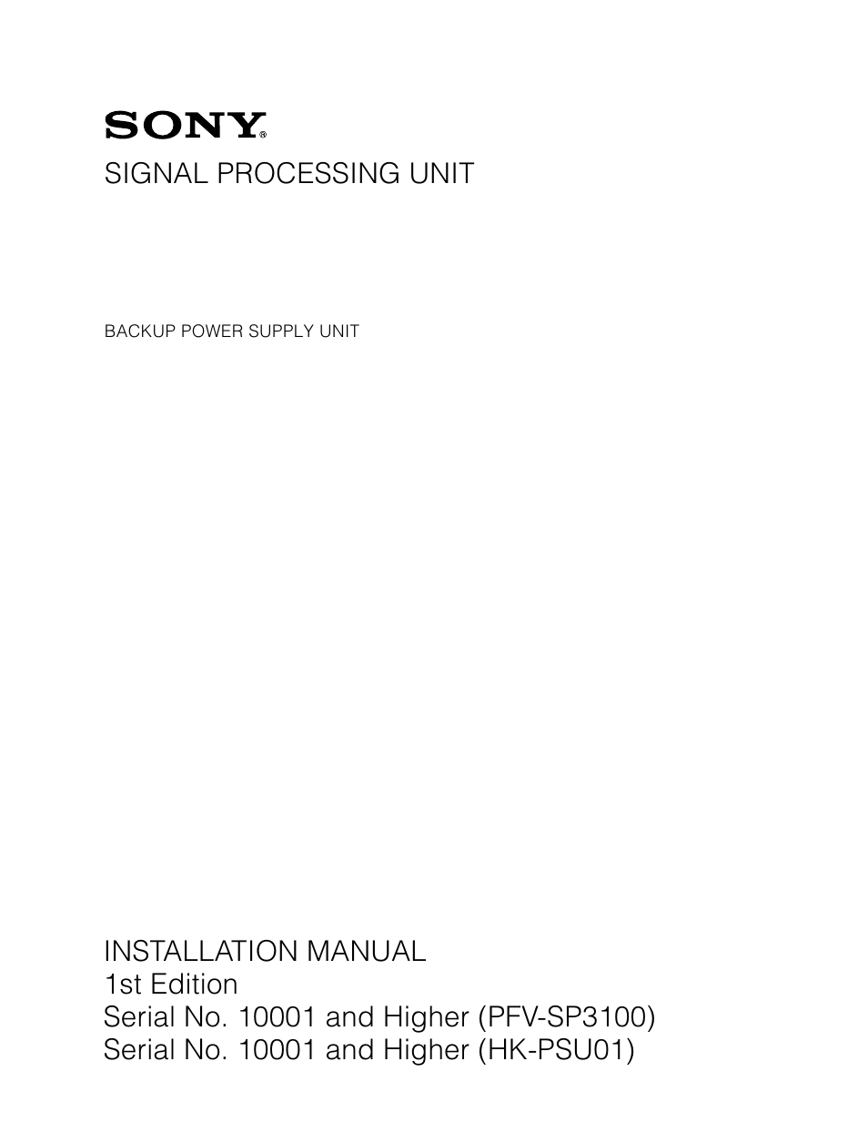 Sony PFV-SP3100 User Manual | 16 pages