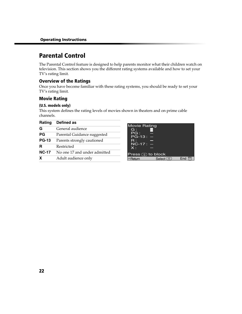 Parental control | Sony WEGA KV-13FS100 User Manual | Page 34 / 48