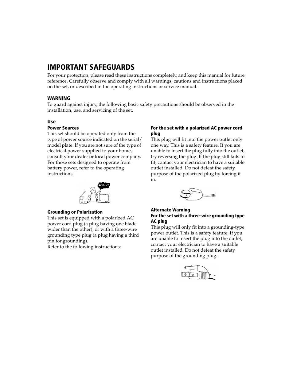 Important safeguards | Sony WEGA KV-13FS100 User Manual | Page 5 / 48