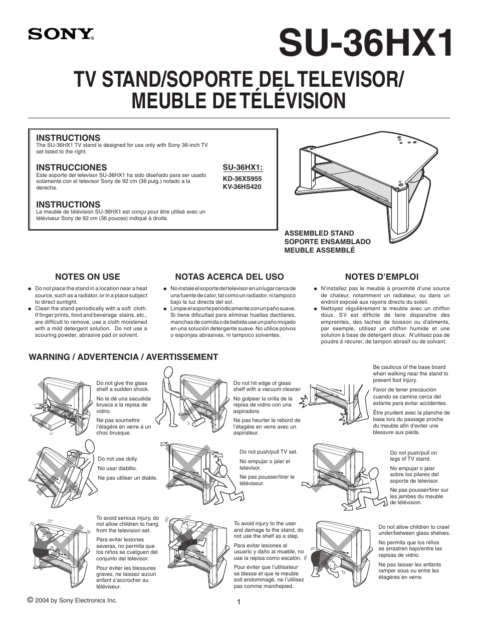 Sony SU-36HX1 User Manual | 16 pages