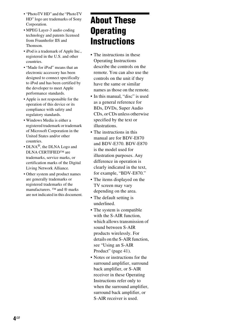 About these operating instructions | Sony 4-178-247-13(2) User Manual | Page 4 / 80