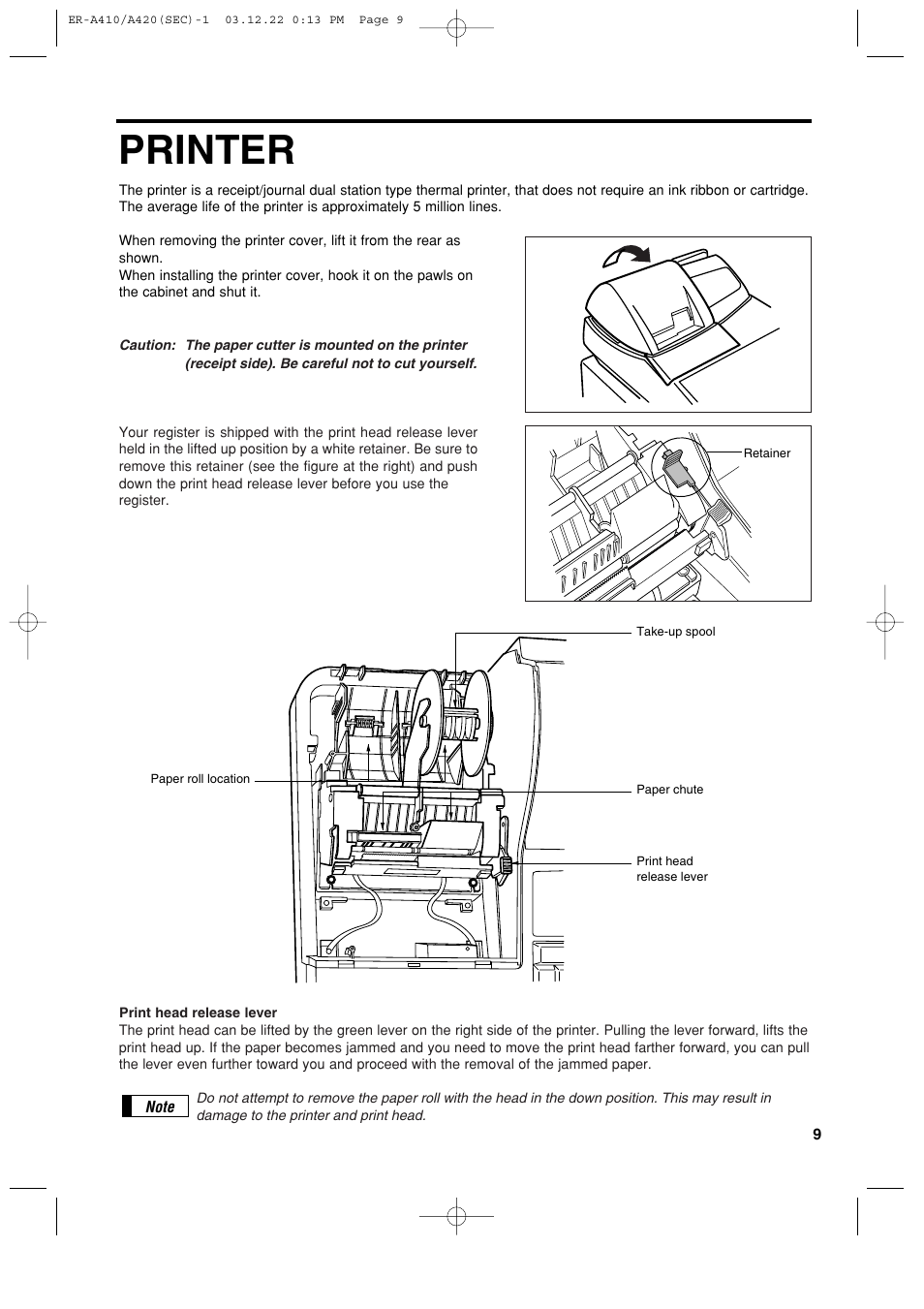Printer | Sony ER-A420 User Manual | Page 11 / 190