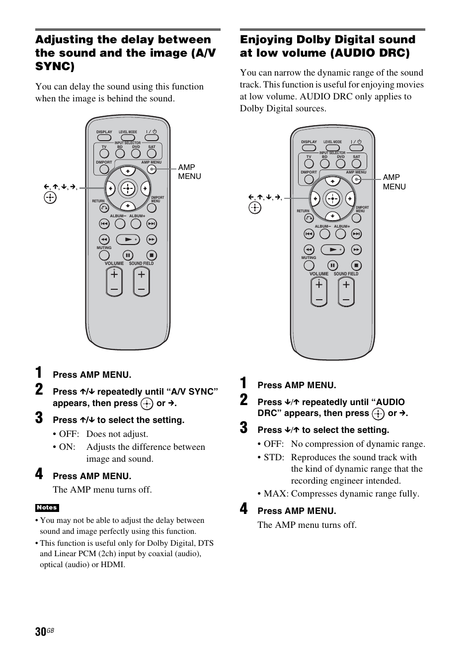 The amp menu turns off | Sony 3-877-030-12(1) User Manual | Page 30 / 40