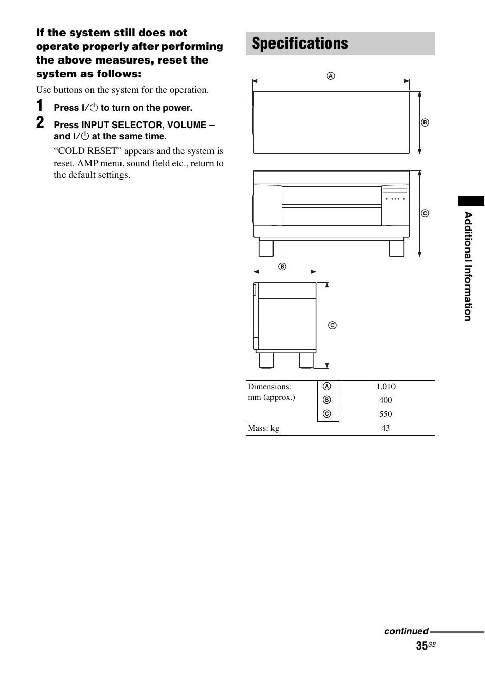 Specifications | Sony 3-877-030-12(1) User Manual | Page 35 / 40