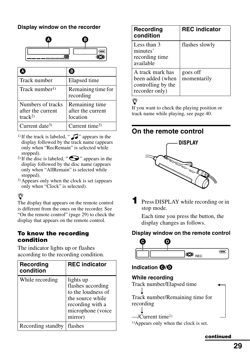 On the remote control, Y (29), Y (29) (3 | Sony MZ-R900 User Manual | Page 29 / 72