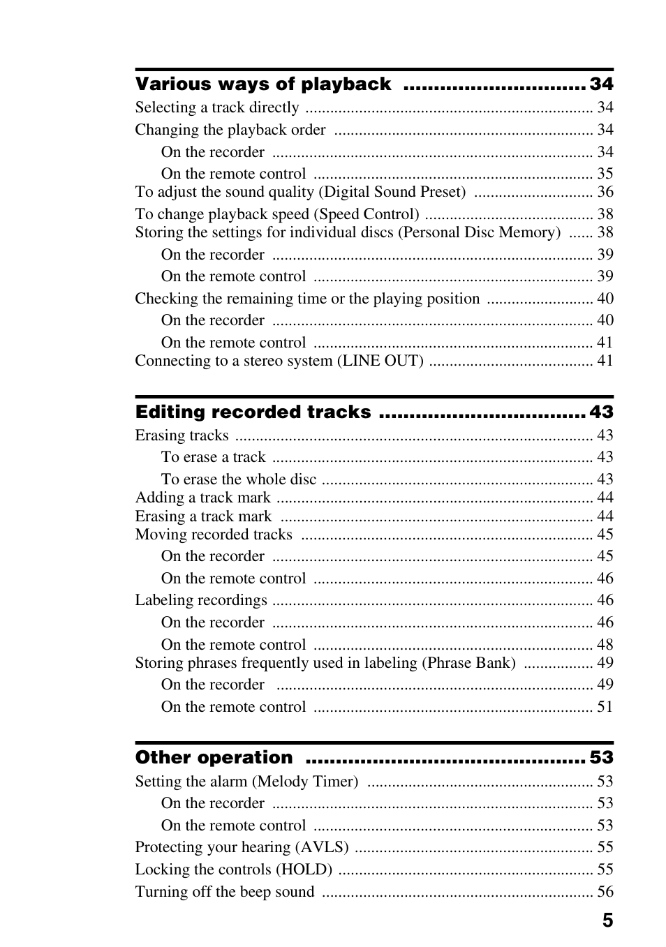 Sony MZ-R900 User Manual | Page 5 / 72