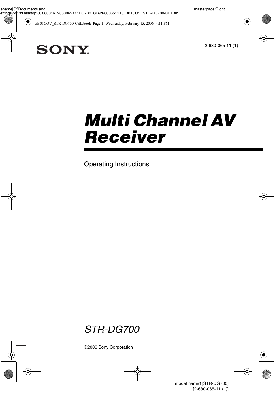 Sony STR-DG700 User Manual | 84 pages